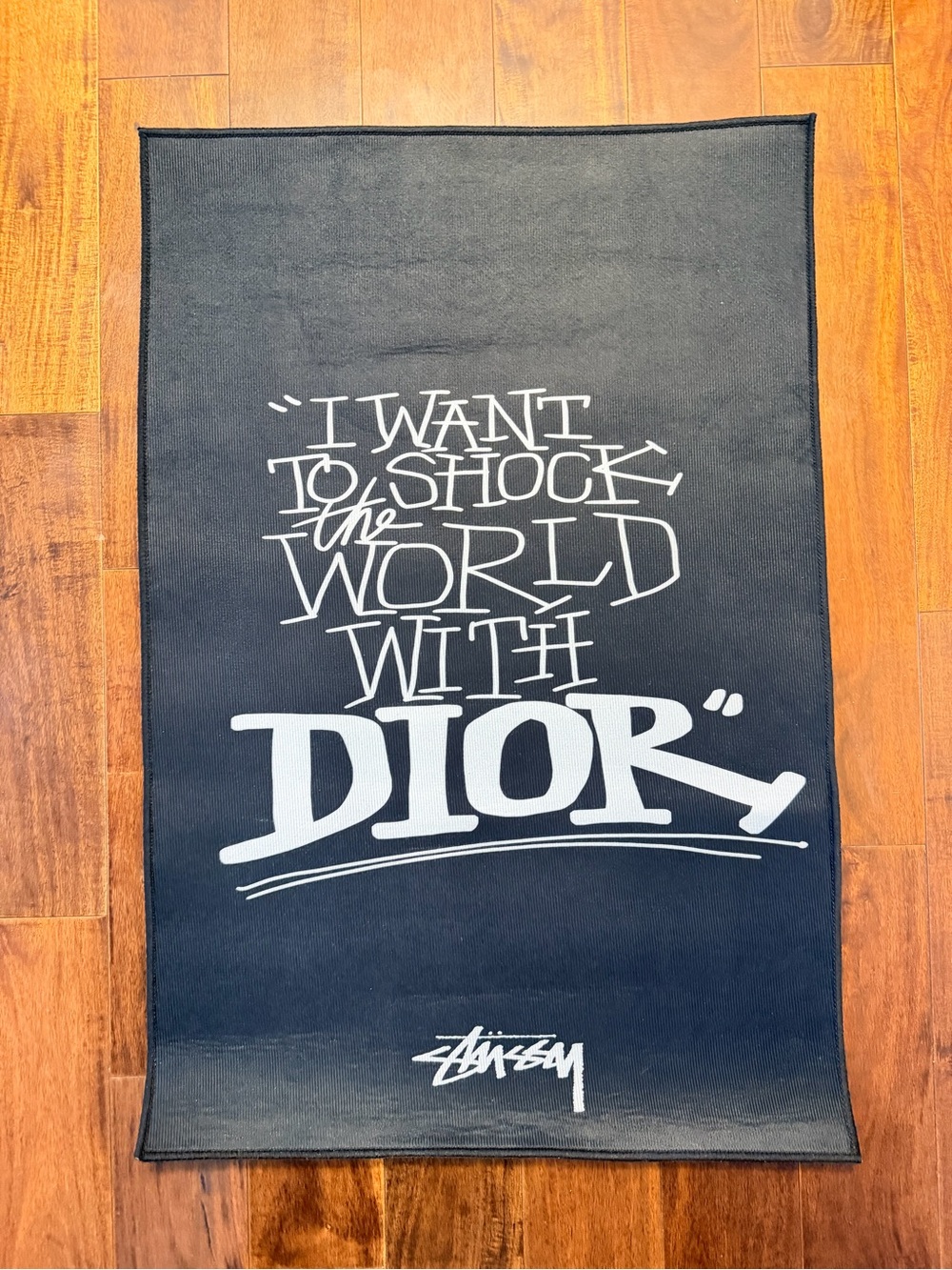 “I Want to Shock the World” Black Graphic Rug Streetwear Decor
